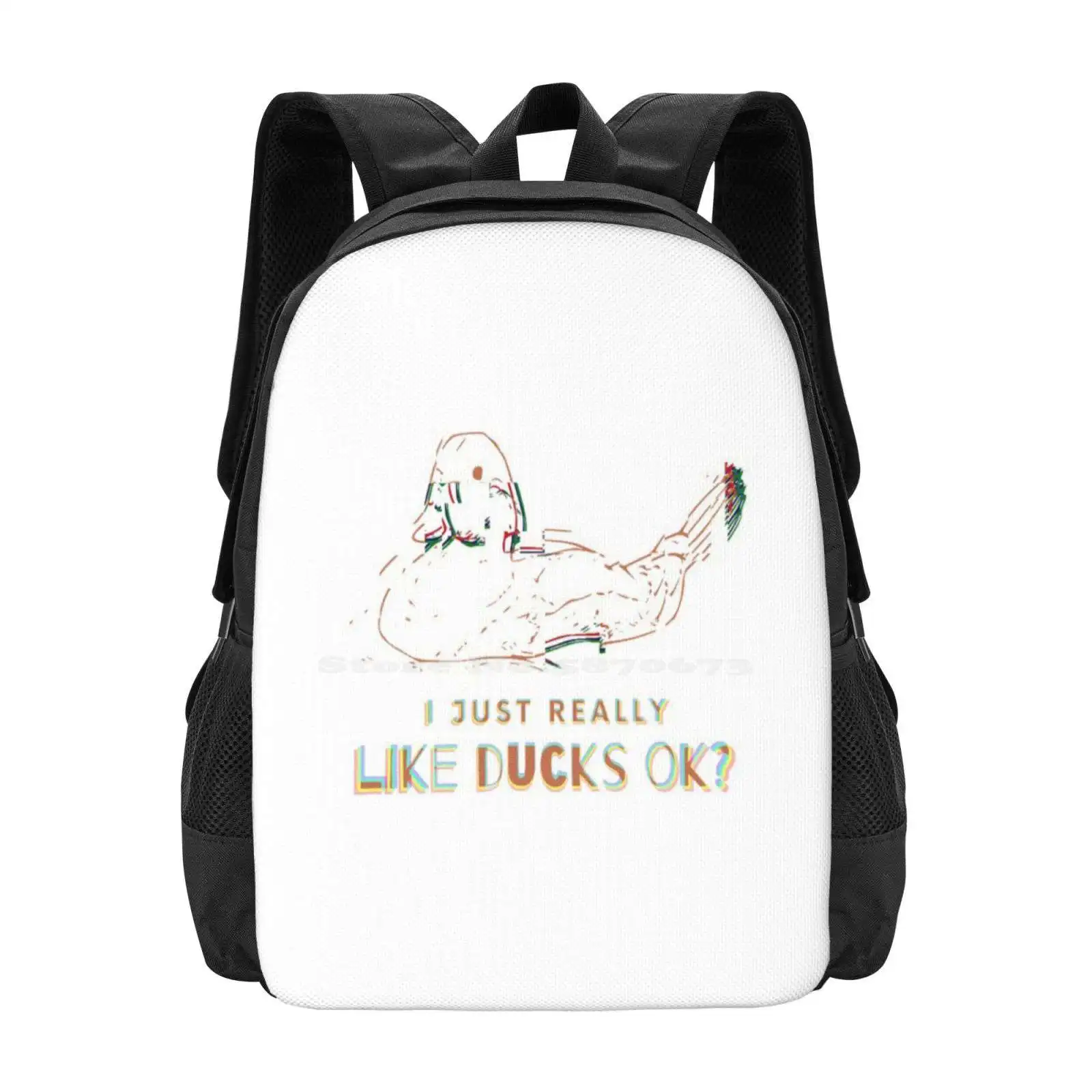 I Just Really Like Ducks Ok ? Fashion Pattern Design Travel Laptop School Backpack Bag Duck Lovers Duck Graphic Funny Water