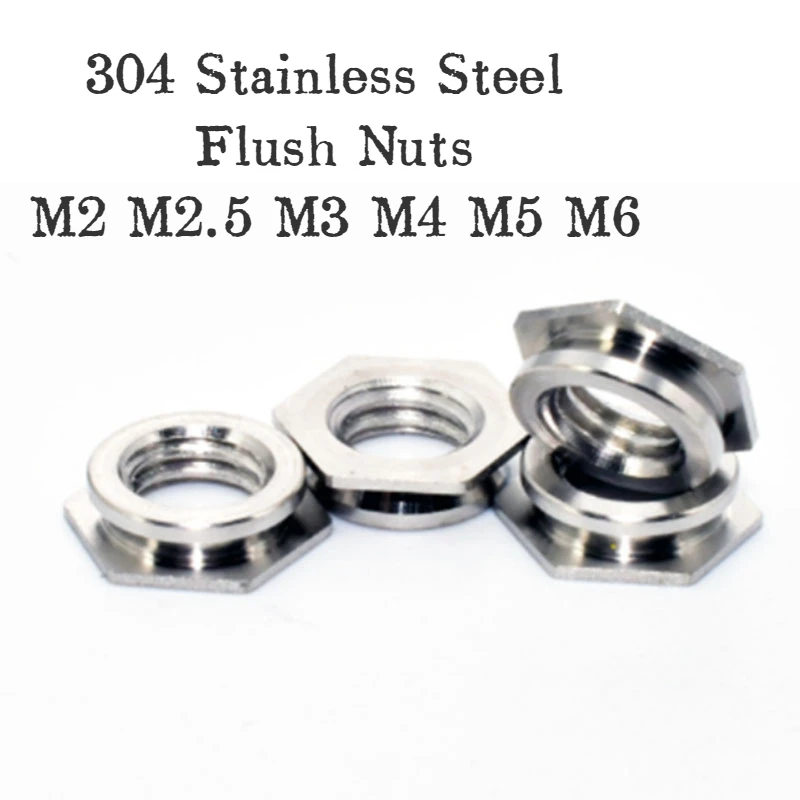 

100pcs Authentic High Quality 304 Stainless Steel Flush Nuts Stainless Steel Flush Thin Nuts Embedded Insert Riveting Nut M2-M6