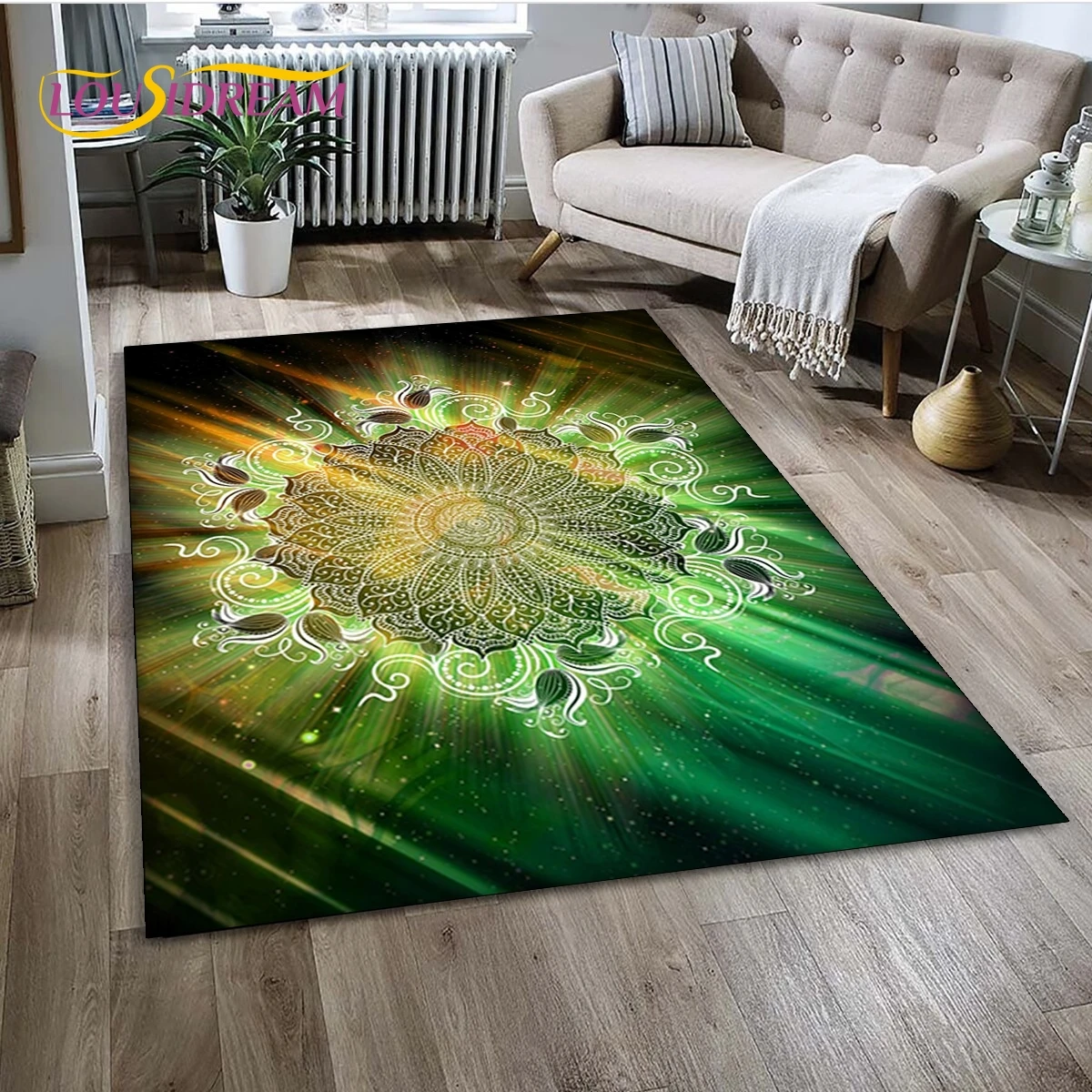 Mandala Yoga Flower Bohemia Meditation Nature Rug Carpet for Living Room Bedroom Decor,Non-slip Decoration for Sofa Doormat Gift