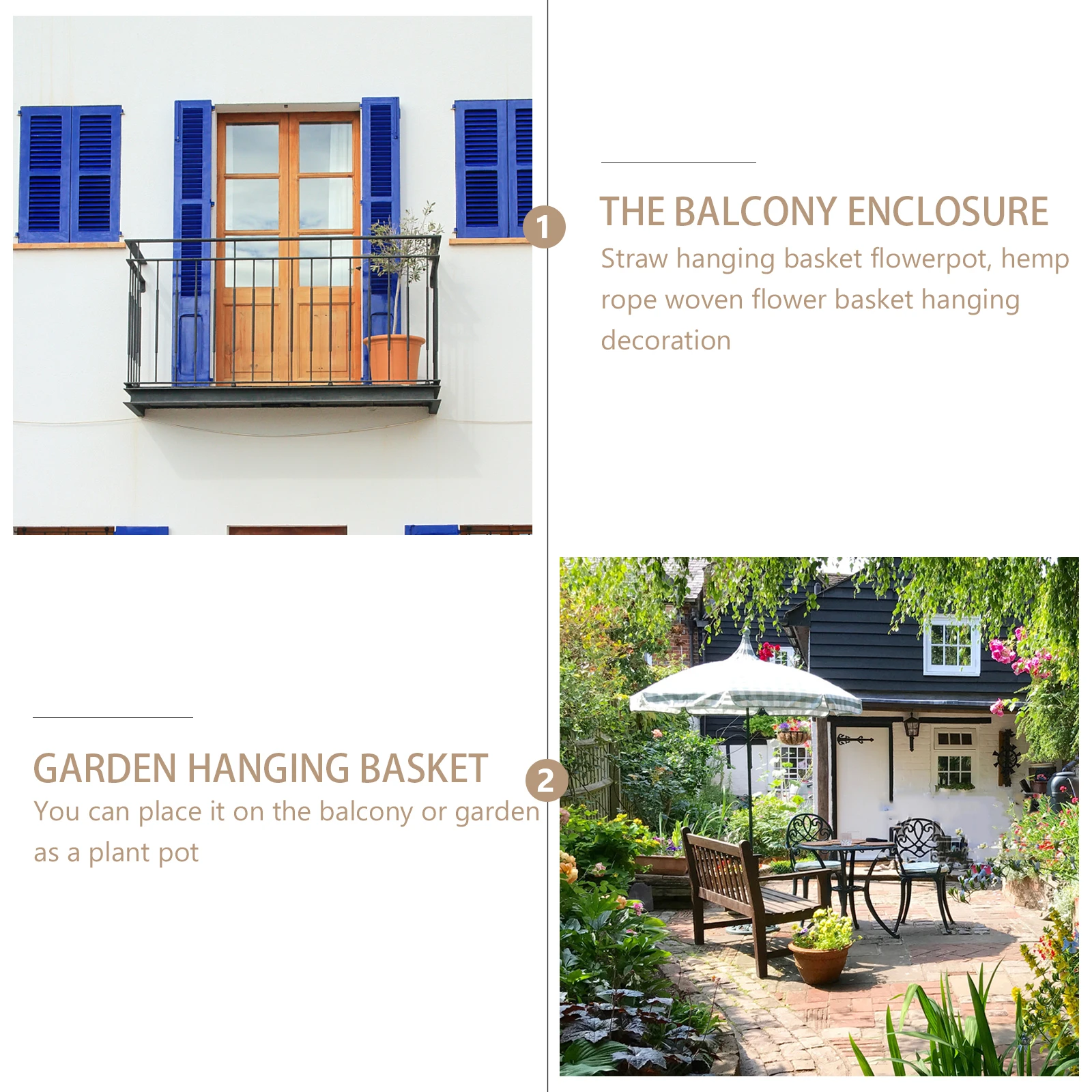 

1Pcs Wall Hanging Flower Pot Straw Basket Vintage Woven Handmade Plant Holder Pendant Elegant Decorative Basket