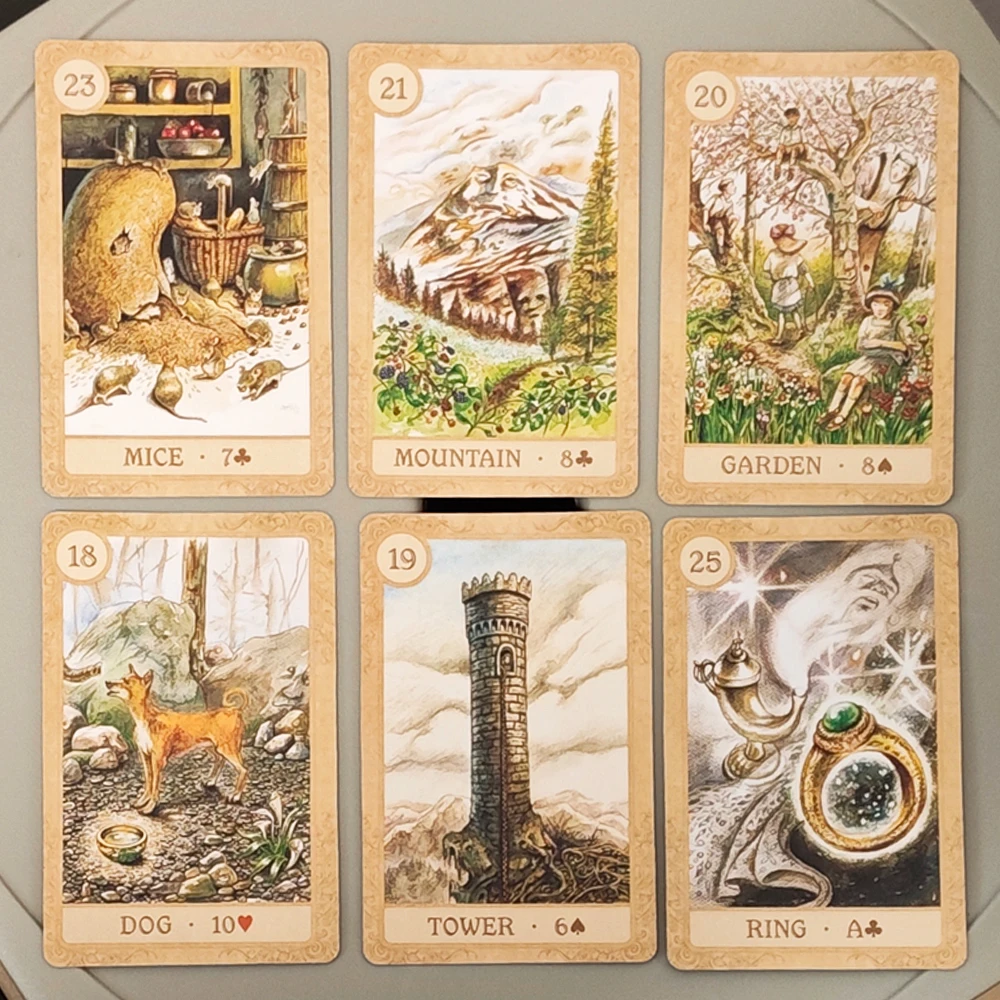 9*6 cm conte de fées Lenormand Deck 38 pièces cartes Lenormand imprimées sur papier cartonné Double relief 350GSM
