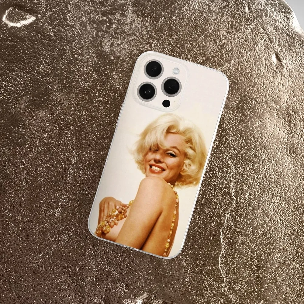 Hot M-Marilyn M-Monroe Phone Case  For IPhone 16,15,14,13,11,12 Pro Max Mini X XR XS 7,8 Plus SE Clear Shockproof Cover