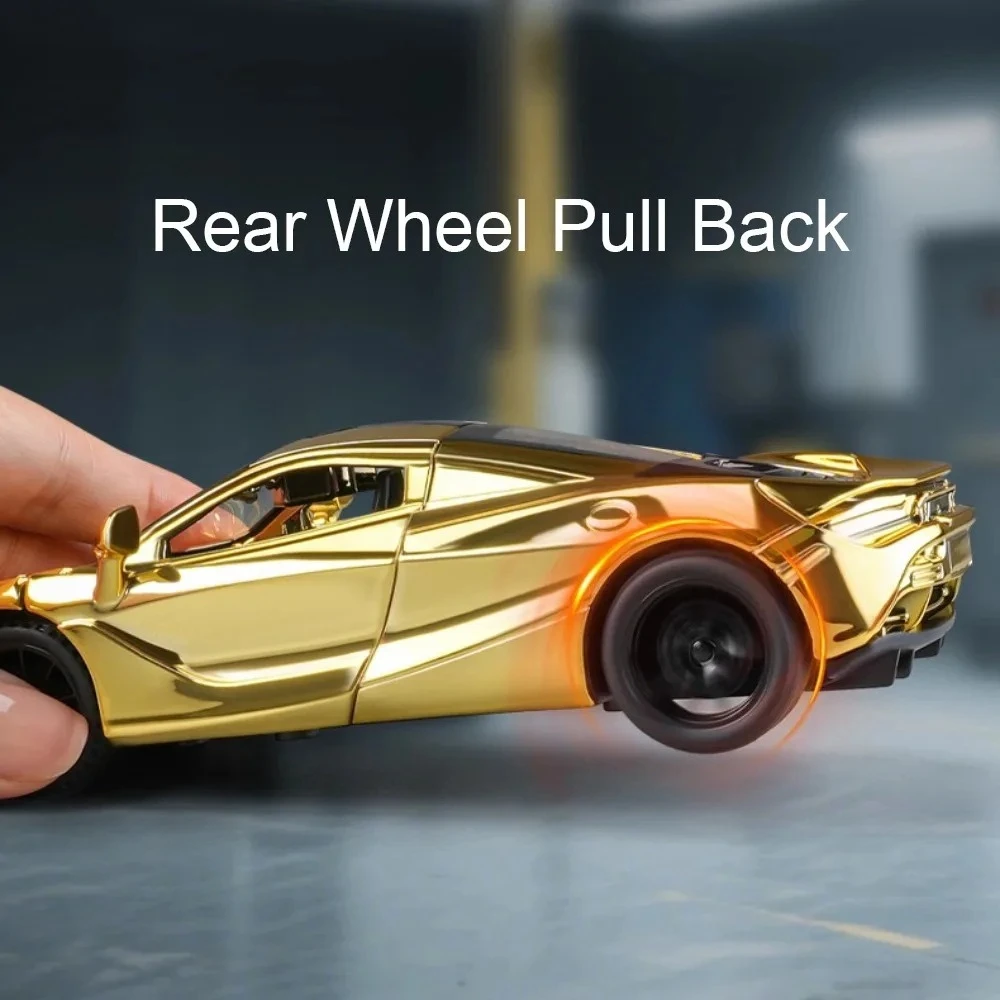 รถโมเดลซูเปอร์คาร์อัลลอยด์ 720S สเกล 1:32 ของเล่นแบบหล่อขึ้นรูป ประตูเปิดได้ มีเสียง มีไฟ ดึงหลังวิ่งได้ ของเล่นจิ๋วสำหรับเป็นของขวัญวันหยุดให้เพื่อน