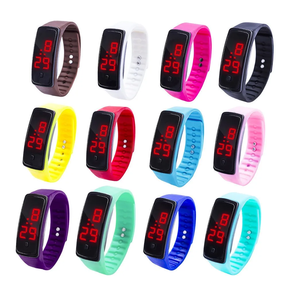 Simple Digital Wristwatches For Children Girls Boy Led Digital Display Bracelet Watch Students Silicone Strap Sports Watch