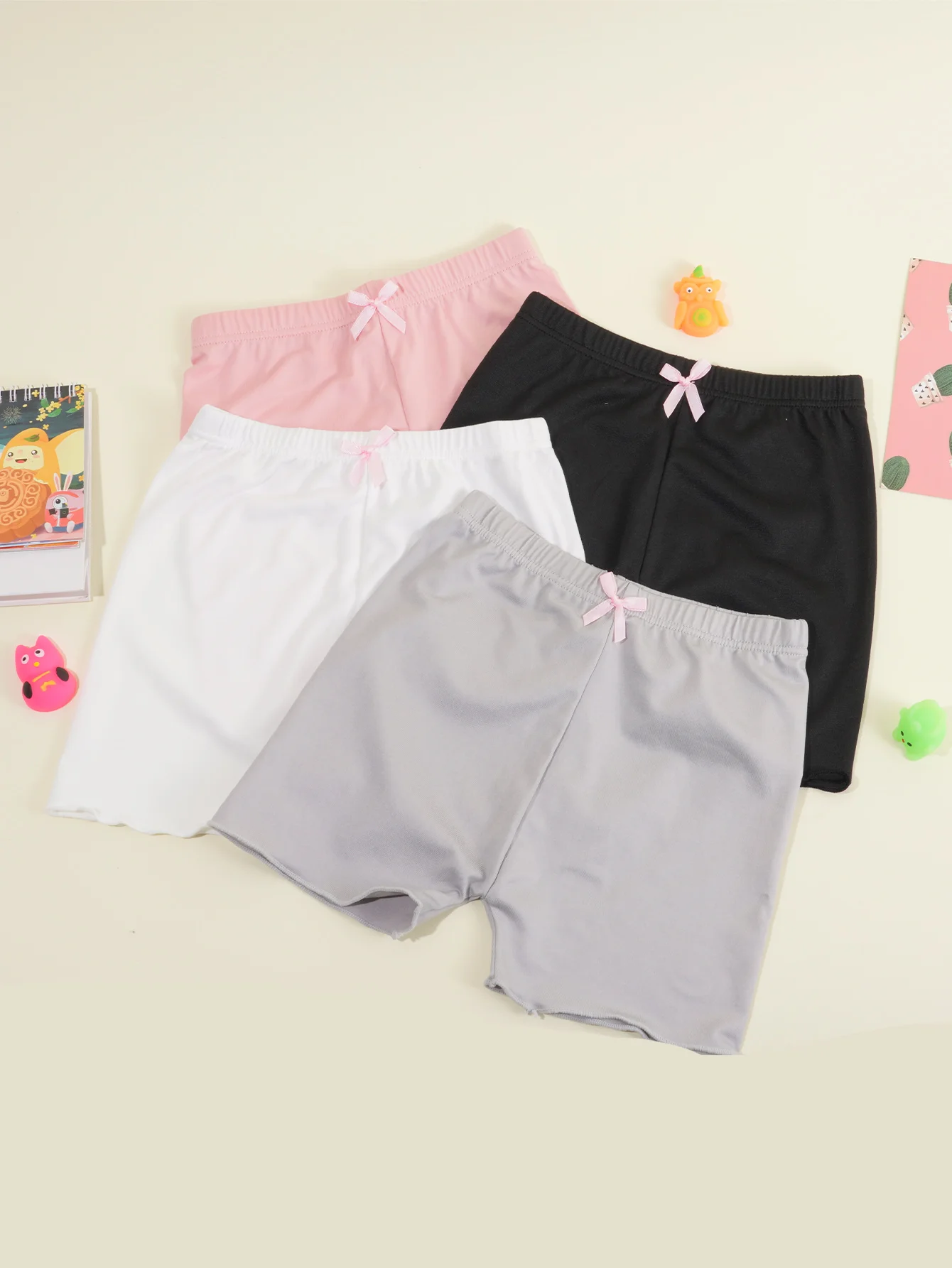 4-Pack of Girls' Summer Dance Shorts with Ruffled Safety Skirt Bottoms