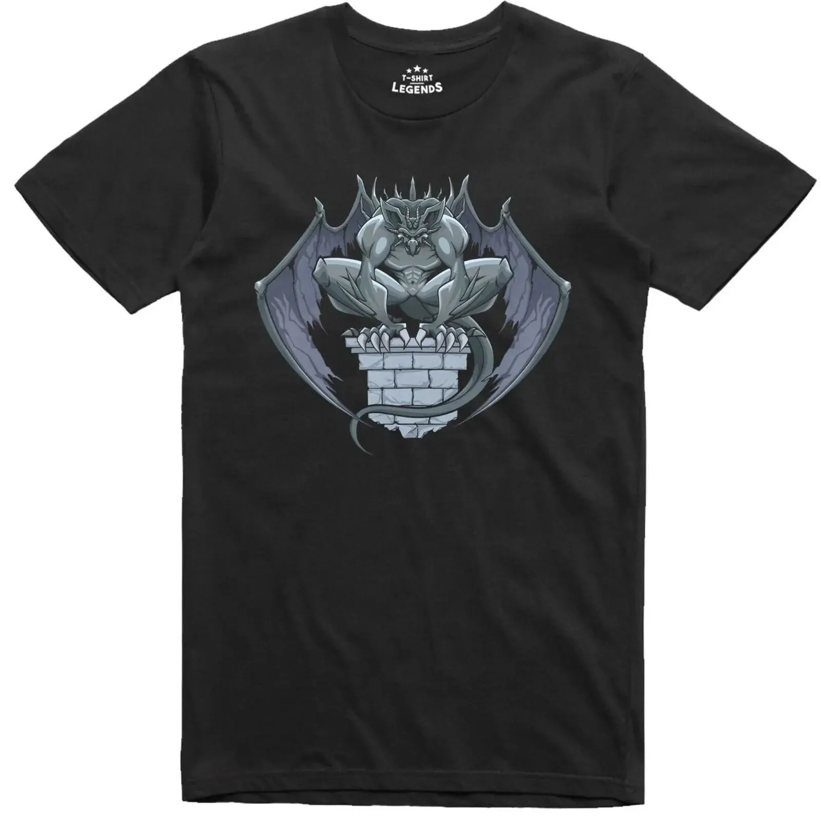Halloween T Shirt Mens Gargoyle Gothic Monster Role Playing Regular Fit vintage Washed homme Stylish Stretched