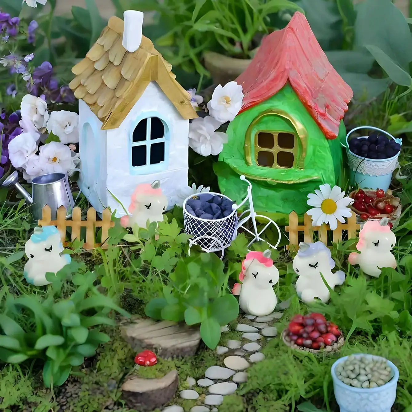 10/20 قطعة راتينج صغير لطيف يونيكورن المشهد الصغير الحلي شخصيات يونيكورن الصغيرة DIY بها بنفسك الجنية حديقة الزجاج الحاويات بوعاء