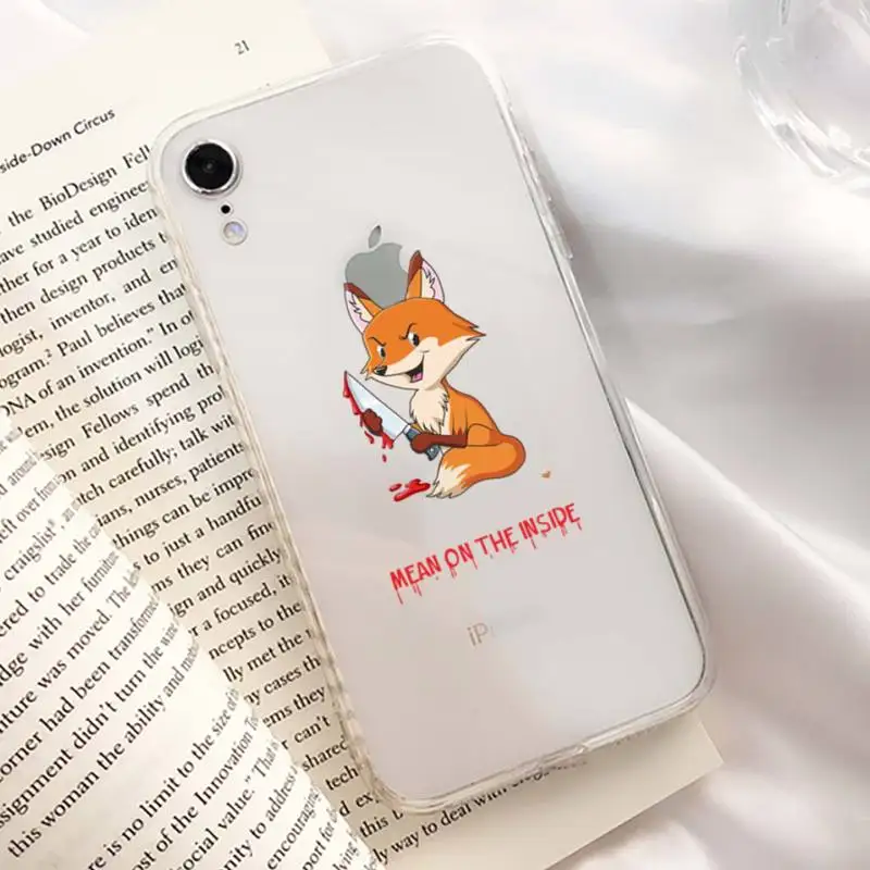 YNDFCNB Cartoon Fox Phone Case for iPhone 11 12 13 mini pro XS MAX 8 7 6 6S Plus X 5S SE 2020 XR clear case