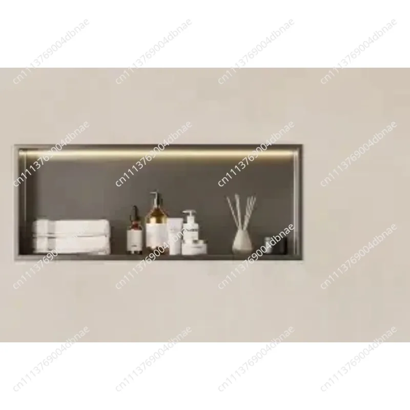 Horizontal Stainless Steel Wall Niche Cabinet  Embedded Storage Shelf with Light  Durable Bathroom Organizer for Small Space