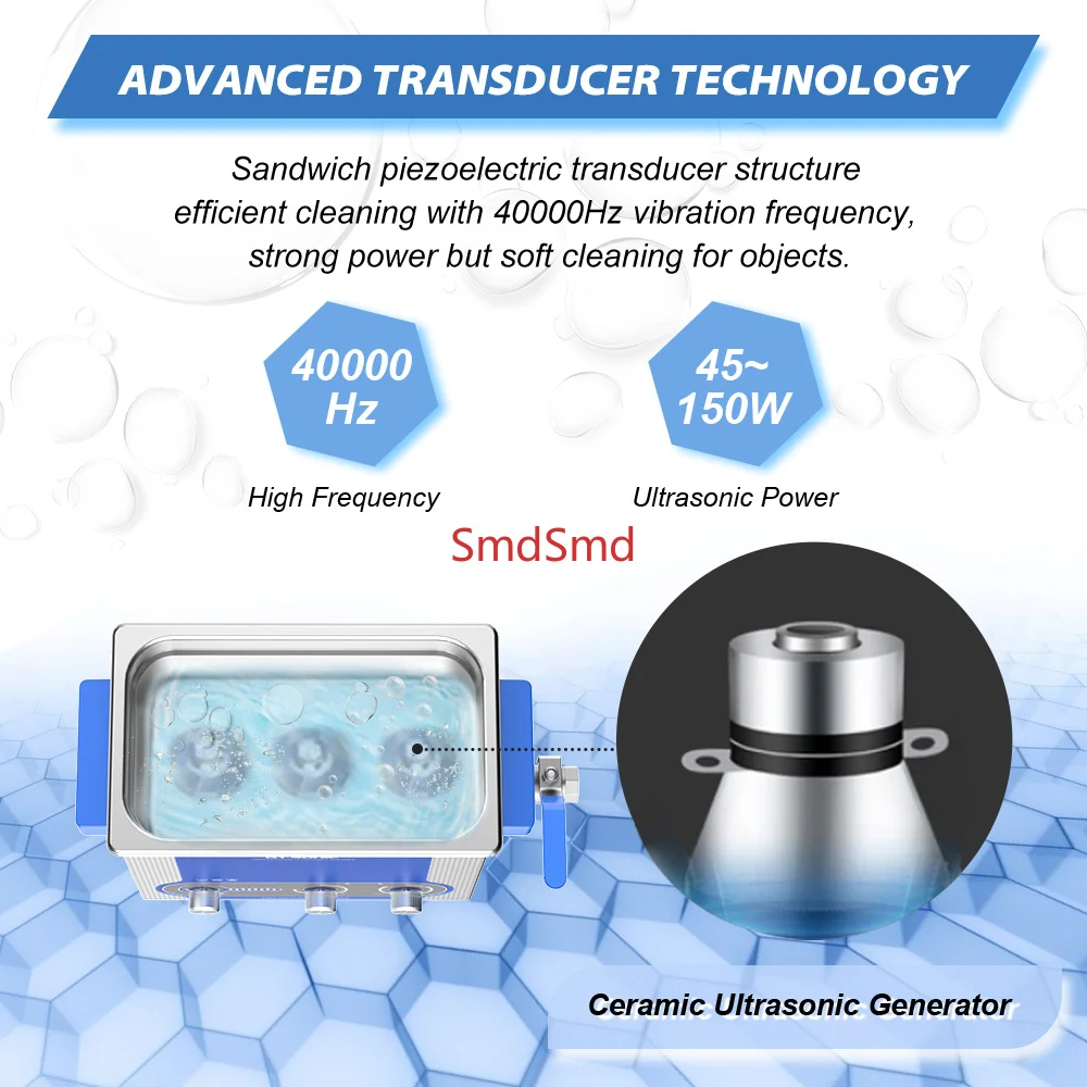 Ultrasonic Cleaner 6L Knob Digital Control Panel 150W Heating Timer Degaser Ultrasonic Washing Bath For PCB Metal Parts