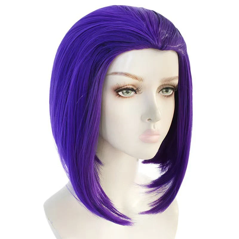 

Anime Teen Titans Villain Character Wig Raven Role Modeling Beauty Tip Collarbone Length Hair Bar Woman Headwear Short Hair