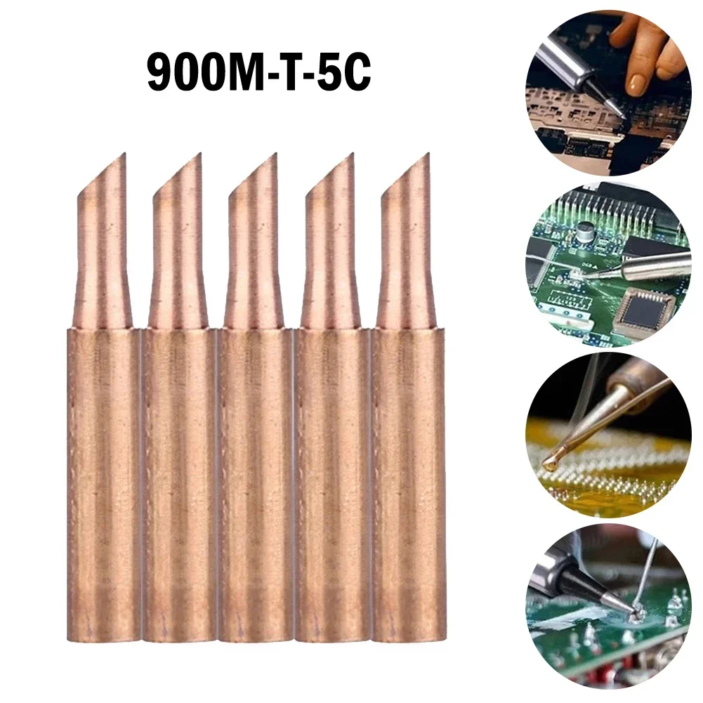 

5pcs Soldering Iron Head 900M-T-5C Soldering Iron Pure Copper Lead-free Non-plating Easy To Tin And Antimagnetism C Type