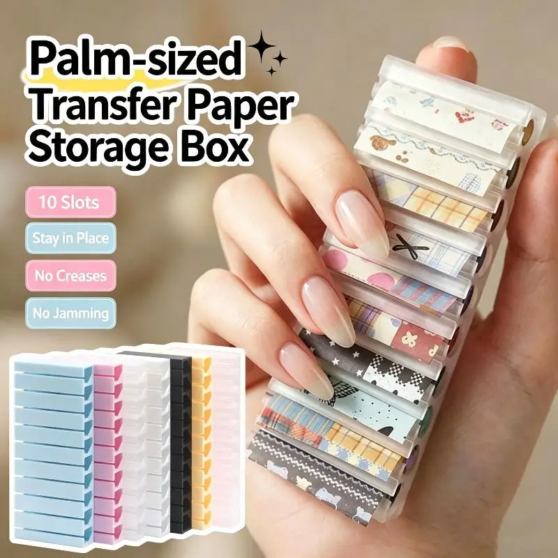 Mini Portable 10 Slot Nail Art Transfer Foil Storage Box Anti Wrinkle Design For Home DIY Nail Art And Professional Beauty Salo