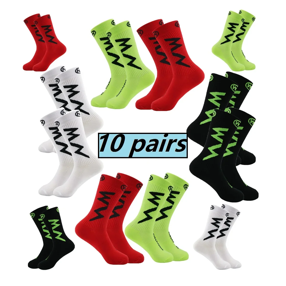 

10 Pairs High Quality Professional Sport Socks Breathable Road Bicycle Socks Men and Women Outdoor Sports Racing Socks