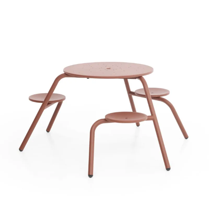 Stainless steel round table leisure balcony open-air garden courtyard simple combination park chair rust-proof and durable