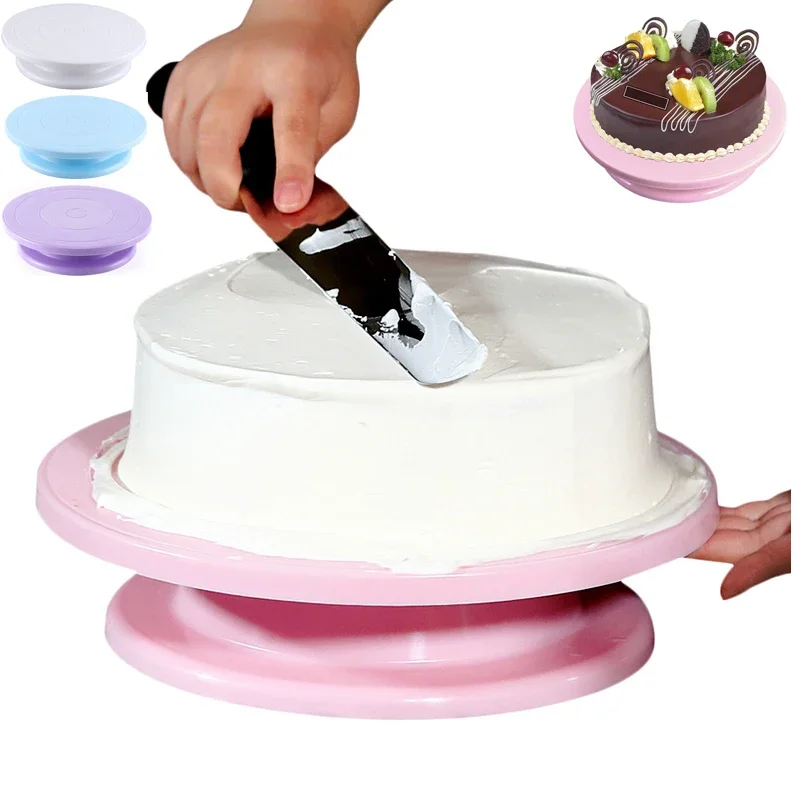 

Plastic Cake Turntable Stand Rotating Anti-skid Round Cake Decoration Accessories Mounting Table Plate Kitchen DIY Baking Tool