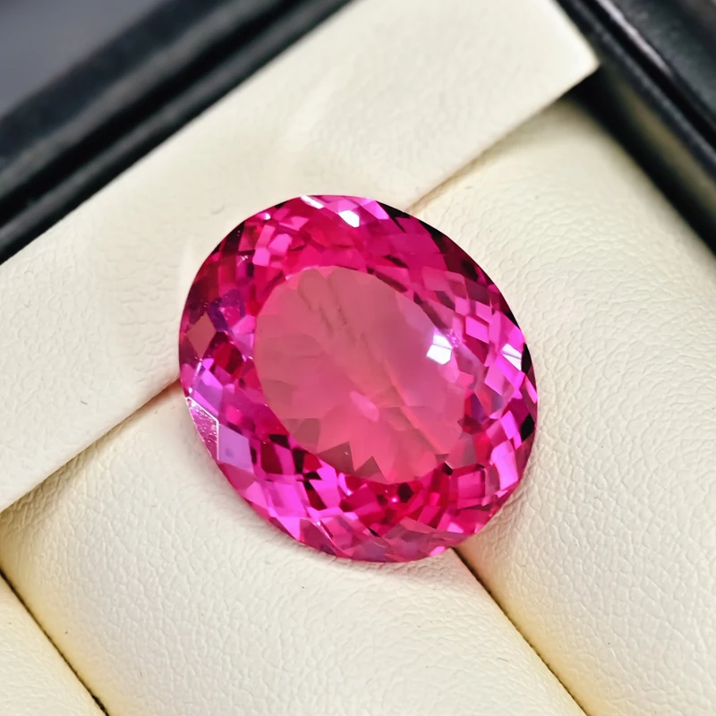 Hot Bird's Cut Powder Tourmaline Rupee Naked Stone Diamond Pen Gem Powder Sapphire Dark Pink Rose Red Oval Egg-shaped Ring Face