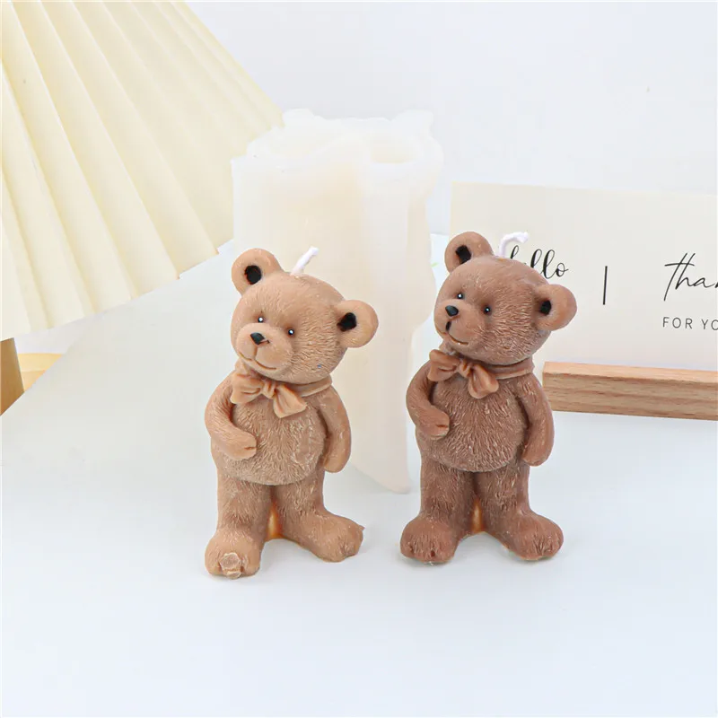 Standing Bear Candle Silicone Mold for Handmade Chocolate Decoration Gypsum Aromatherapy Soap Resin Candle Silicone Mould