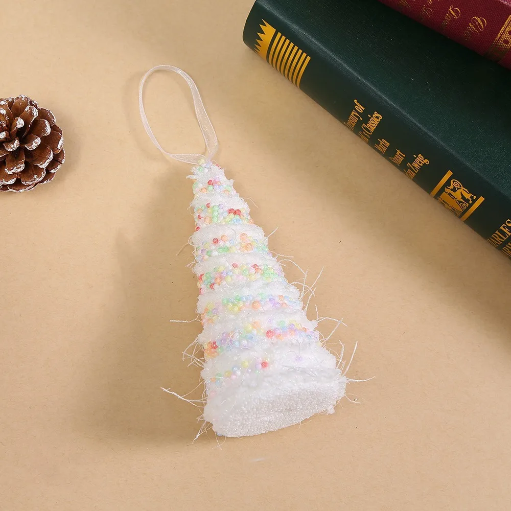 

Cute Foam Christmas Hanging Pendant DIY White Xmas Tree Decor Flocking Ice Cream Pendant Children Gifts