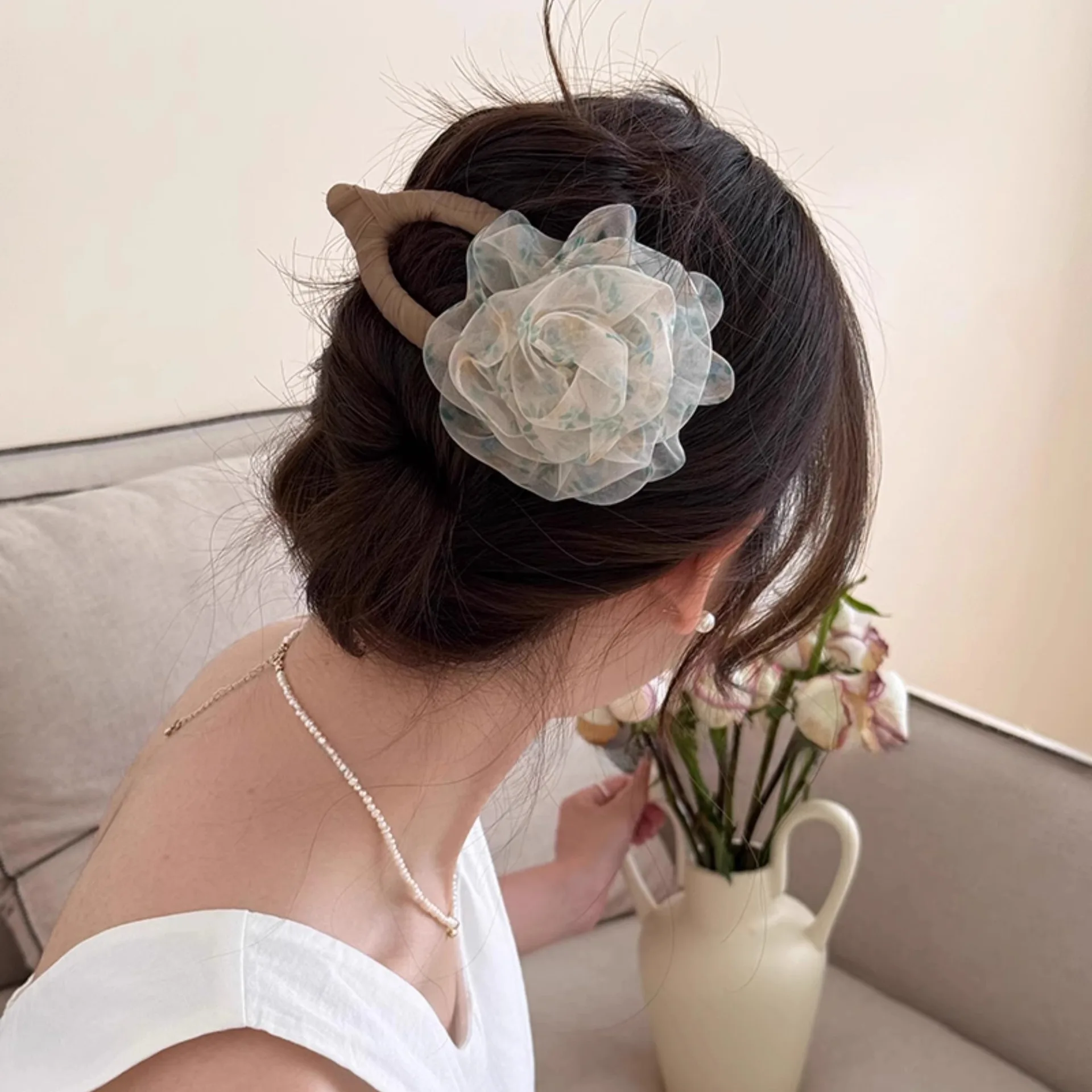 Jepit Rambut Besar Bunga Kain Jepit Rambut Wanita Ekor Kuda Sisir Rambut Bunga Besar Jepit Rambut Pin Aksesori Rambut Mode