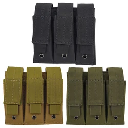 Molle-전술 트리플 피스톨 맥 파우치, 아웃도어 오픈 탑 싱글 더블 9mm 매거진 파우치 홀더 케이스, 글록 M1911 92F CZ75 용