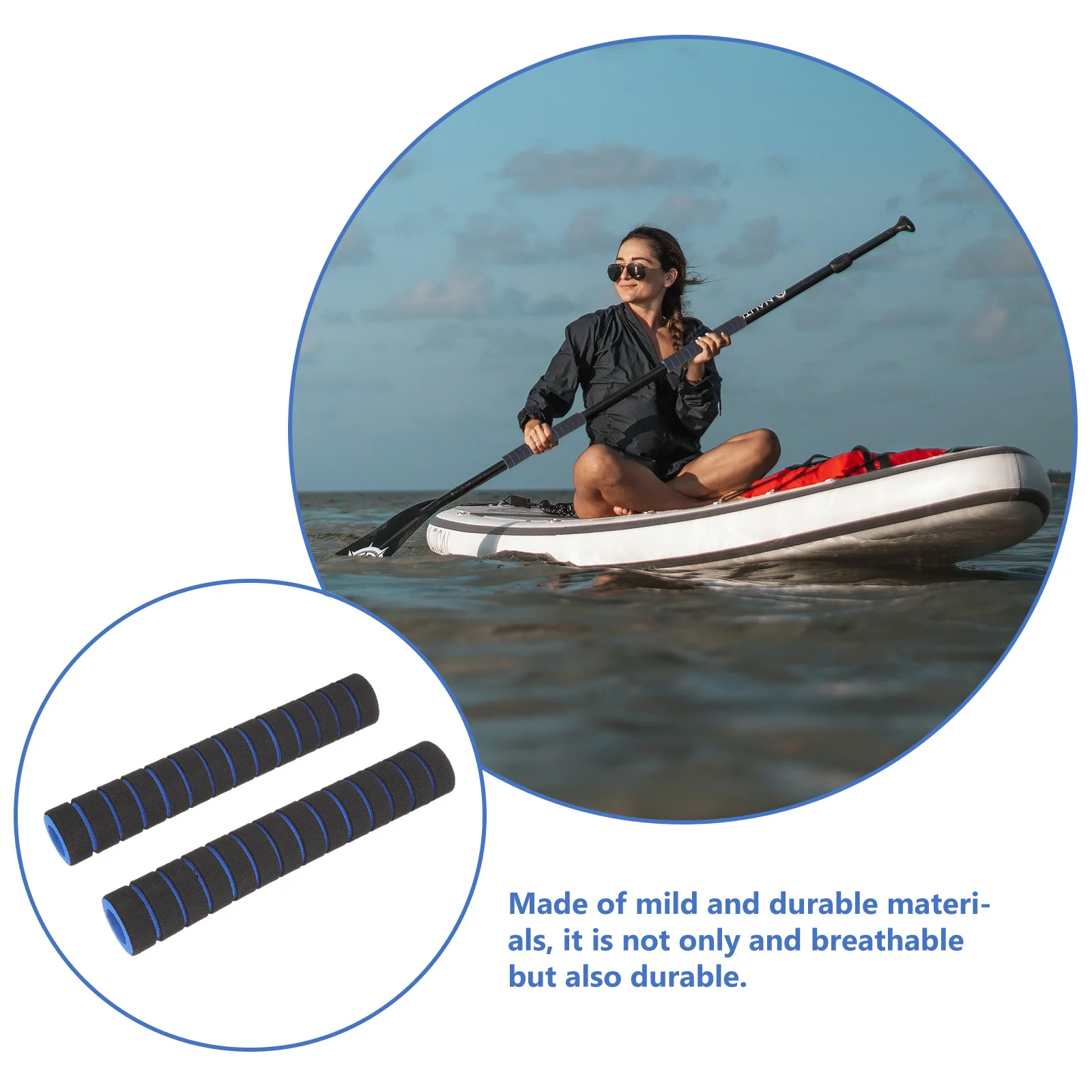 2 szt. Antypoślizgowe owijki na wiosła kajakowe z gąbki zapewniające komfortową amortyzację, trwałe sterowanie, akcesoria do kajaków, akcesoria do sportów wodnych