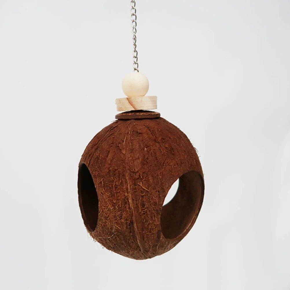 

Coconut Bird Hut 3 Hole Hummingbird House Hanging Food Dispenser Nesting Globe Shaped Nester Small Birds Yard Garden Pet