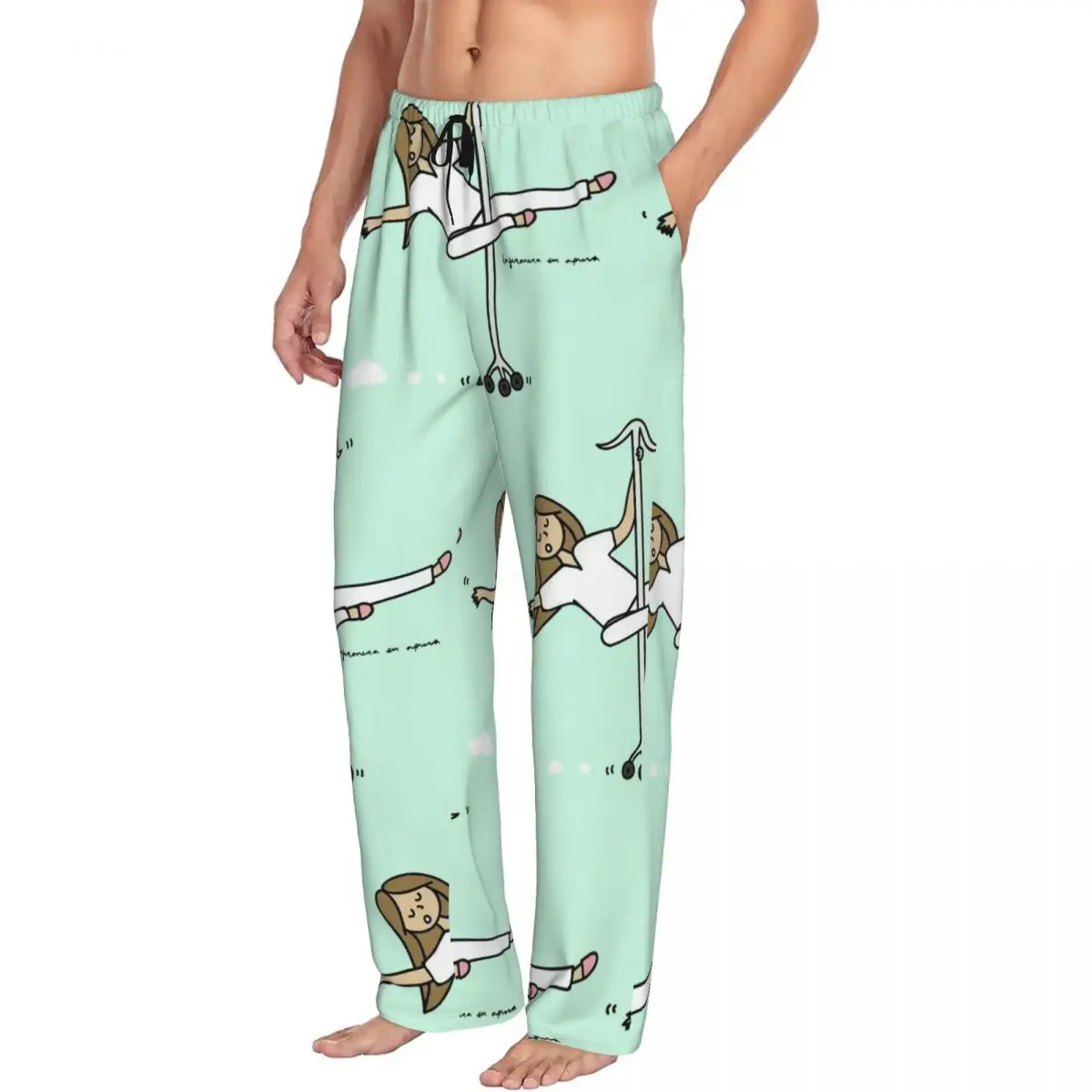 Custom Enfermera En Apuros Pajama Pants Men's Doctor Nurse   Lounge Sleep Stretch Sleepwear Bottoms with Pockets