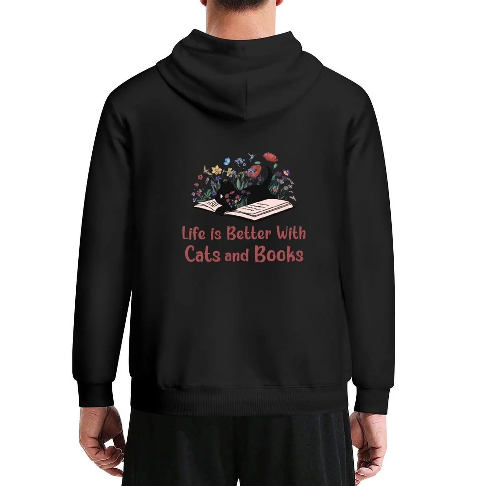 

Life is Better with Cats and Books Hoodie korean clothes men's sweat-shirt autumn jacket men anime hoodie