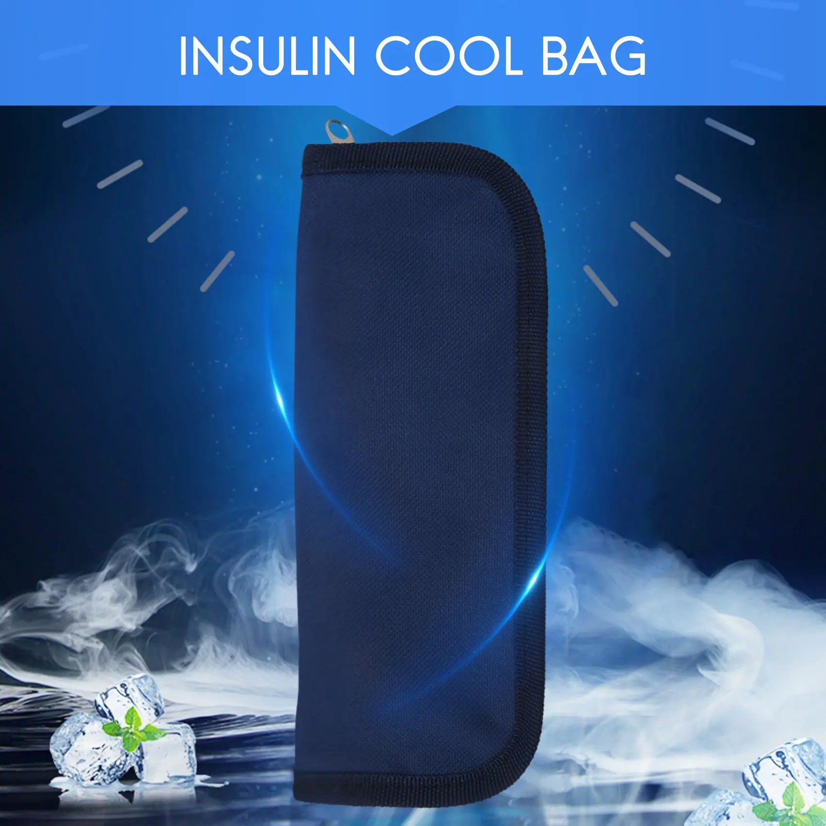 Insulin Cooler Travel Case Diabetic Medication Organizer Cooler Bag Navy Blue