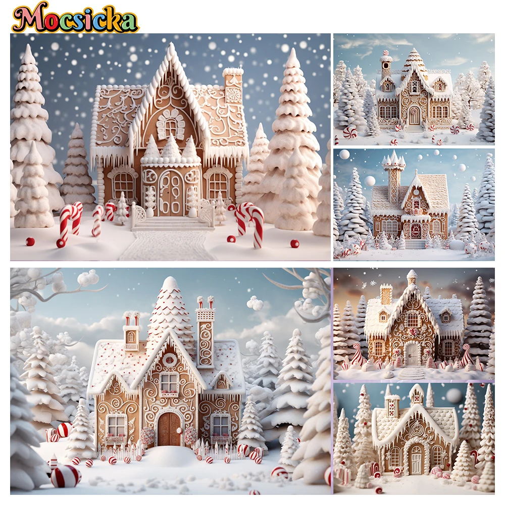 

Mocsicka Winter Christmas Photography Background Cute Cabin Xmas Wreath Holiday Party Family Photo Backdrops Studio Props