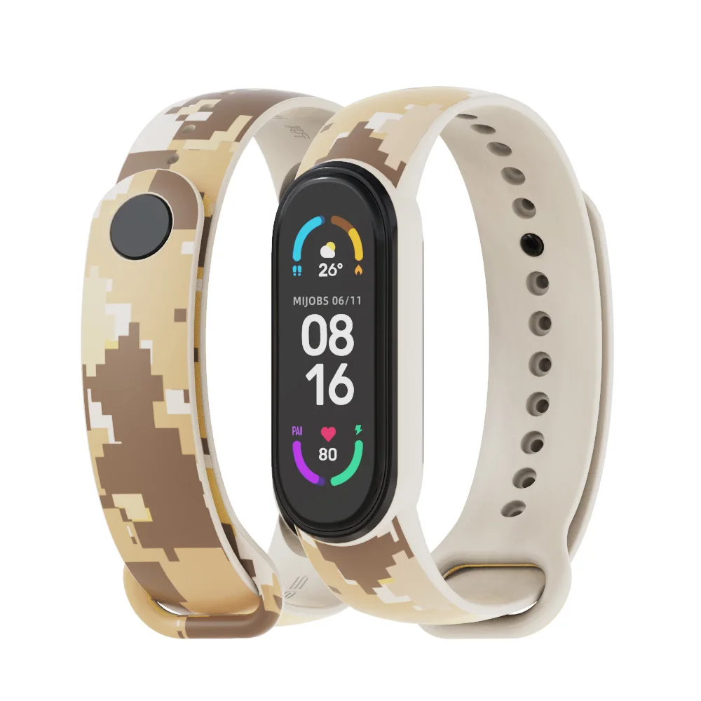 National Style Printed TPU Strap for Mi Band 6 5 4 3 Replacement Wristband for Xiaomi Smart Watch XiaoMi mi band 6 Bracelet M7