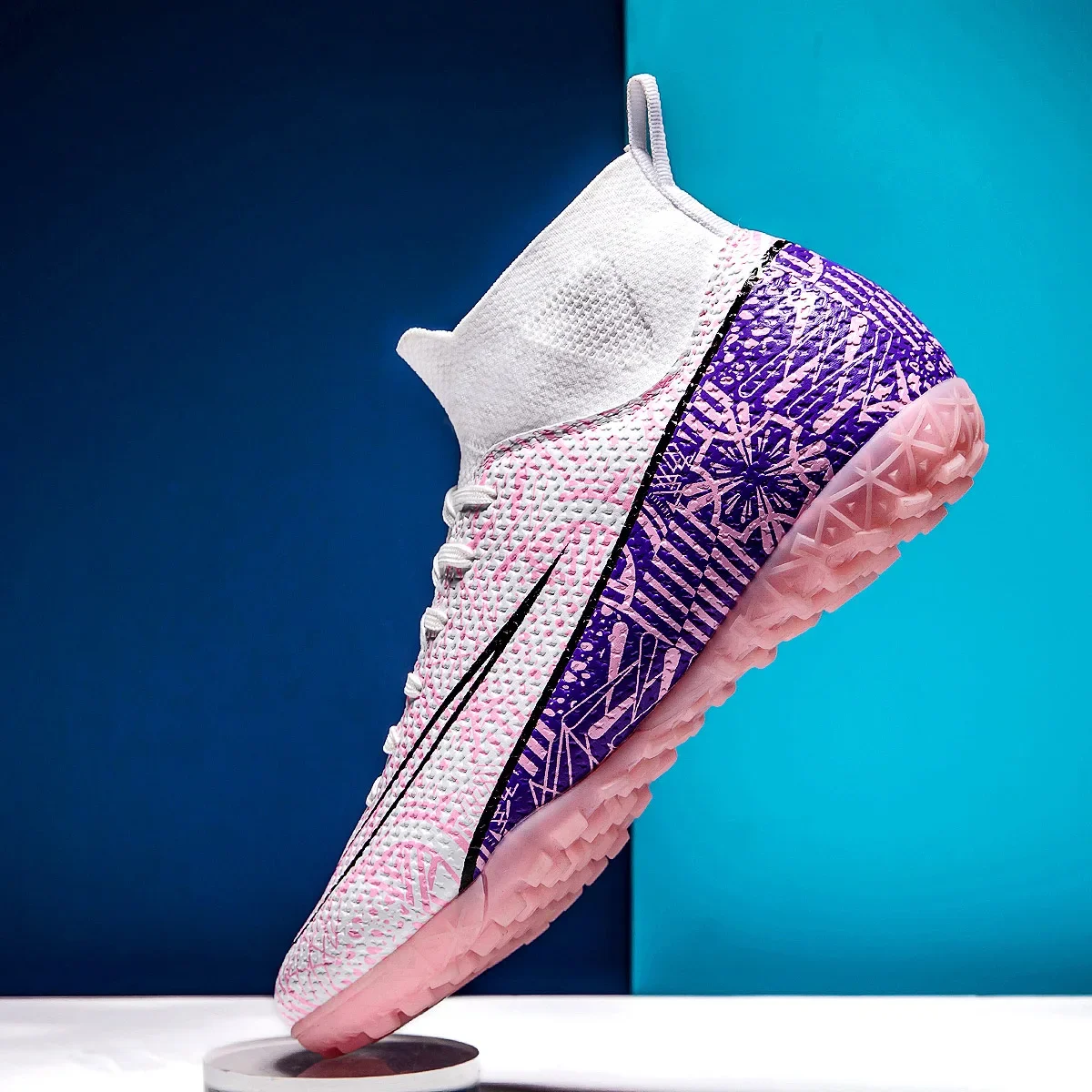 

Crescent Moon Printed High-Top Soccer Shoes with TF Studs and FG Long Studs, Unisex Style Available in 4 Color Options. football