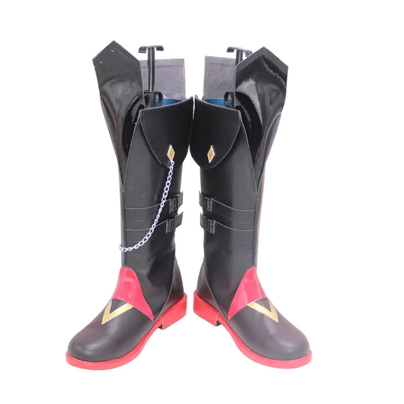Game Genshin Impact Childe Tartaglia Cosplay Shoes Men Black Red Boots Halloween Party Role Play Costume Props
