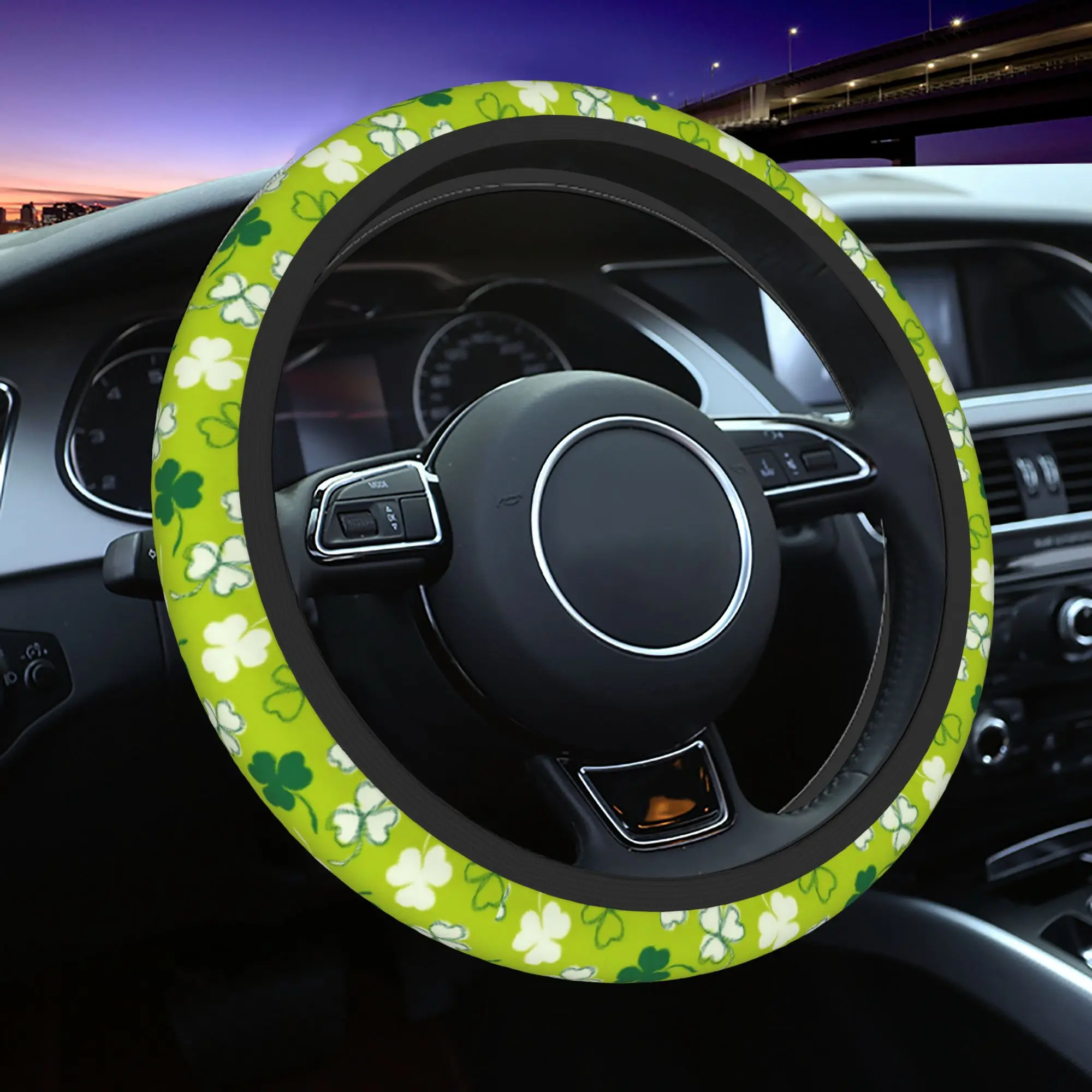 

St Patrick's Day Irish Shamrock Clover Car Steering Wheel Cover Steering Wheel Protective Cover Car-styling Interior Accessories