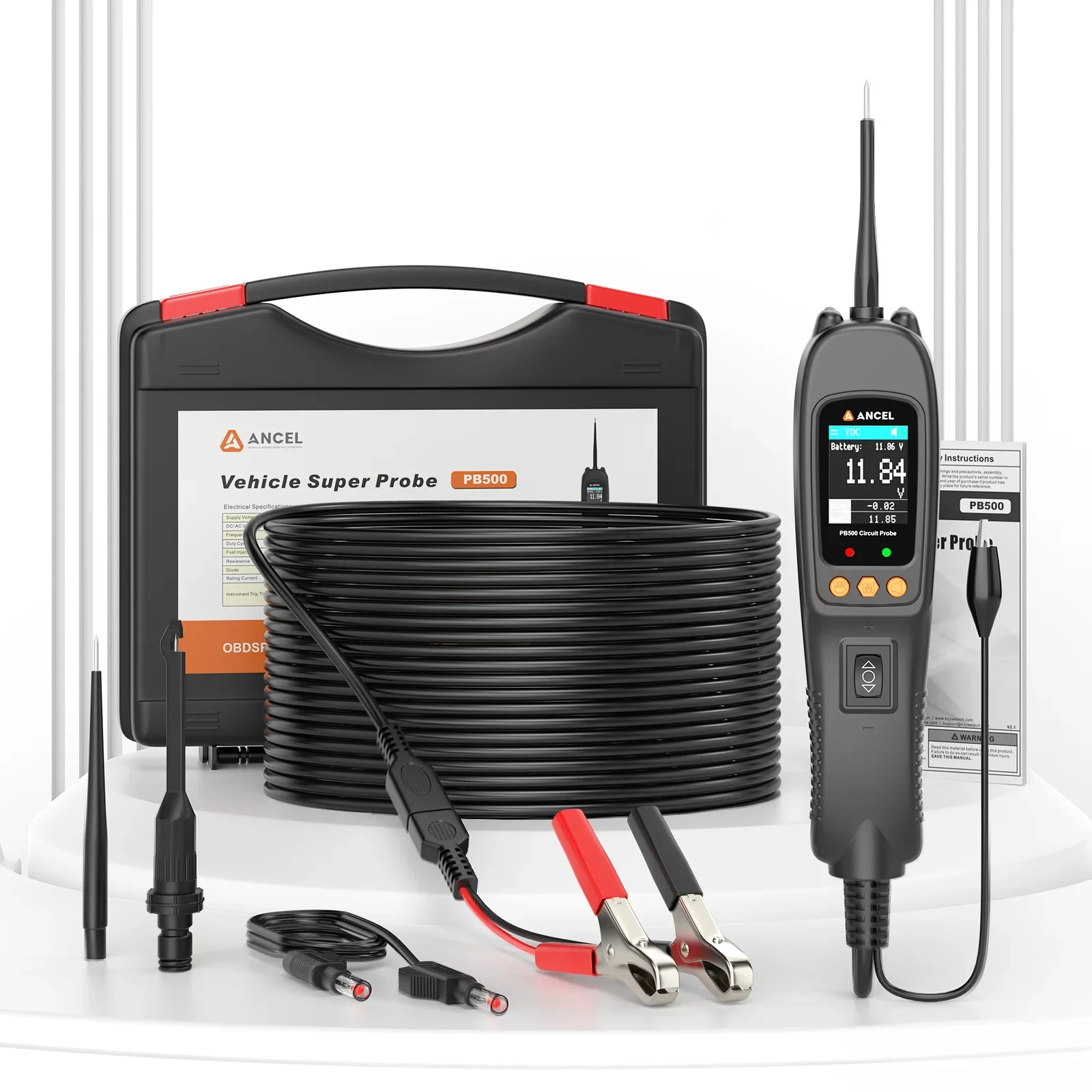 PB500 Automotive Circuit Tester 12V 24V Voltage Power Scanner Power Circuit Probe Kit Electrical System Diagnostic Tool