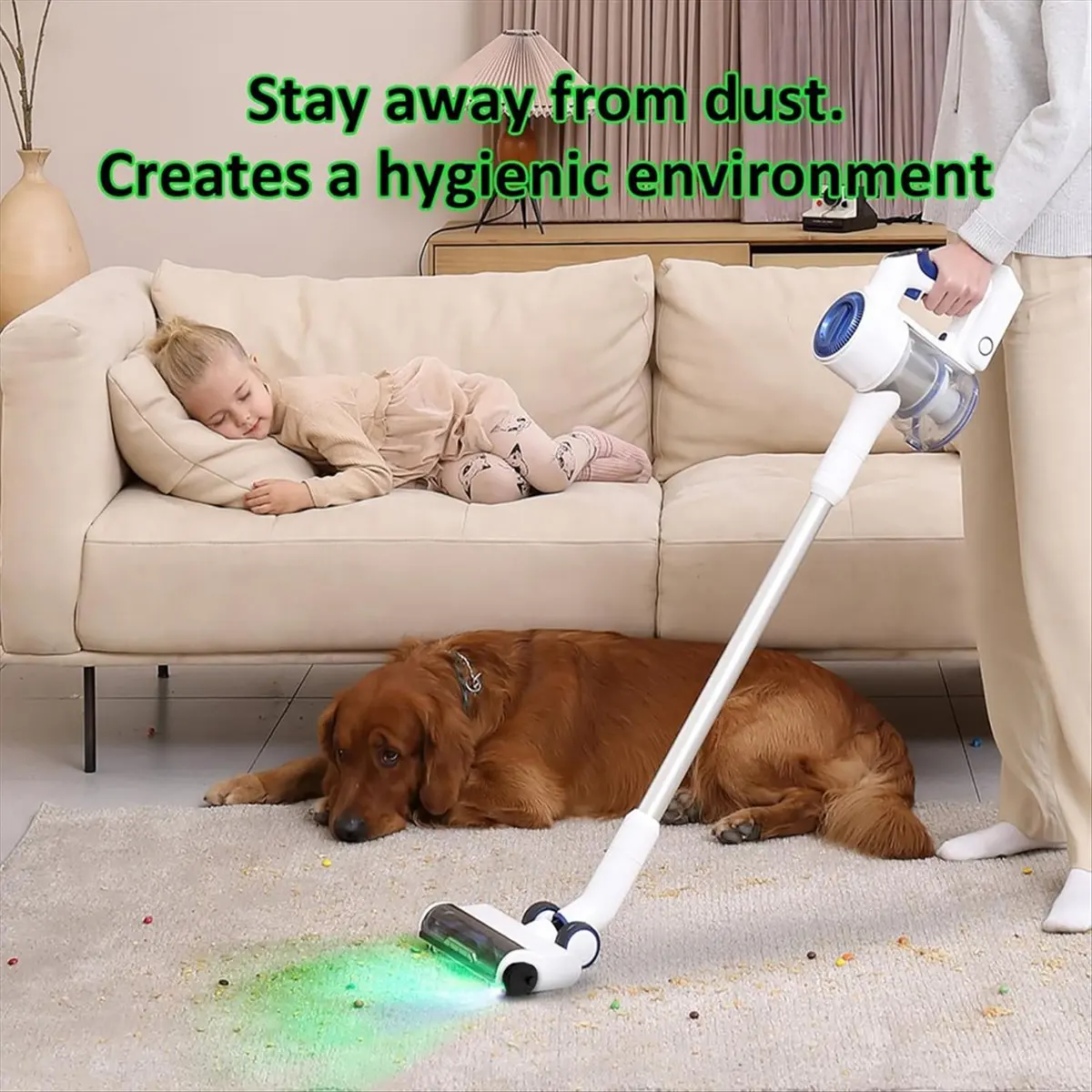 Replacement Rechargeable Vacuum Cleaner Dust Display Light, Green Light Vacuum Attachment, Upgrade Universal Vacuum Accessories