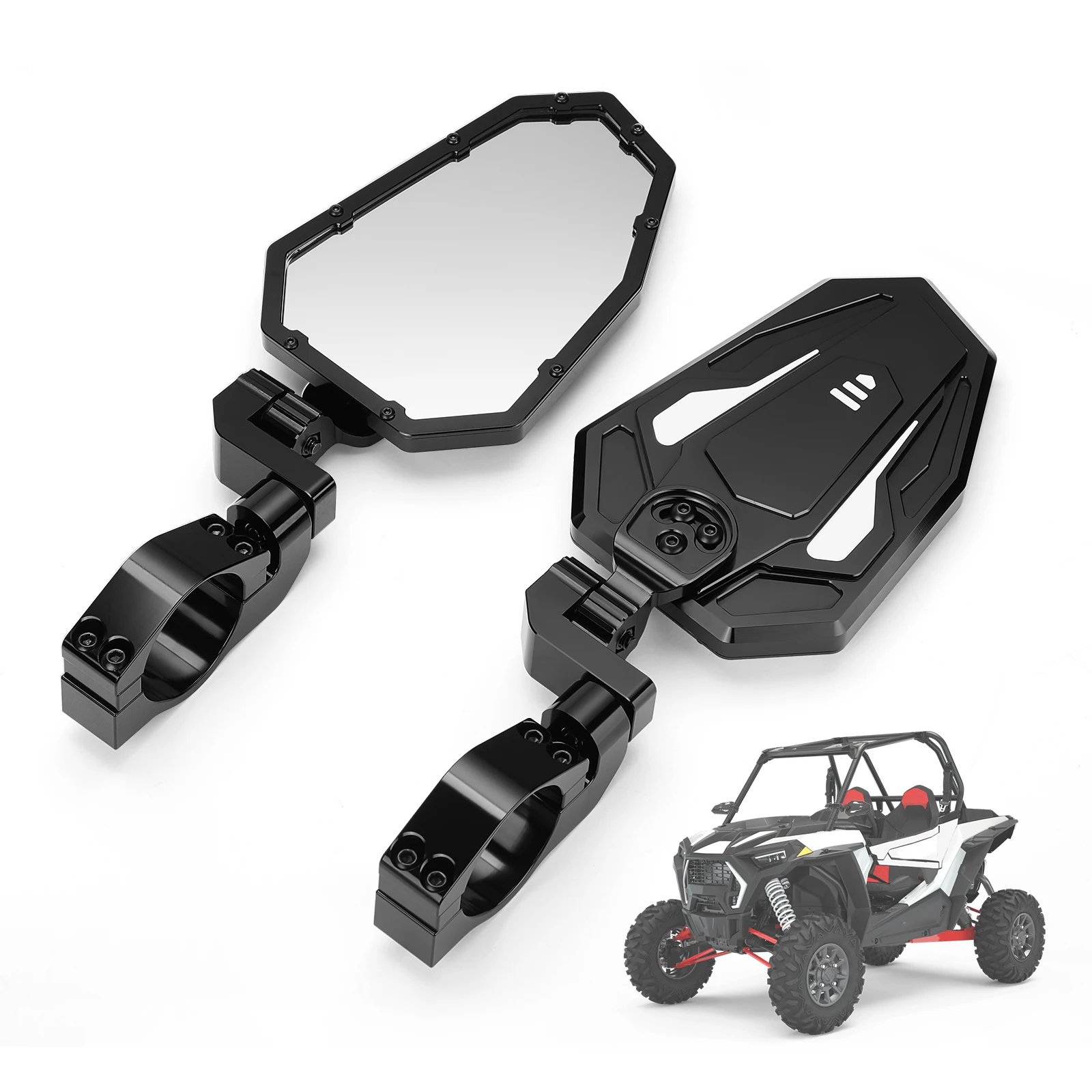 

For Can-Am Maverick X3 UTV Side Mirror Aluminum Fits 1.7"-2" Clamp Roll Cage Compatible with Polaris RZR For Honda Talon