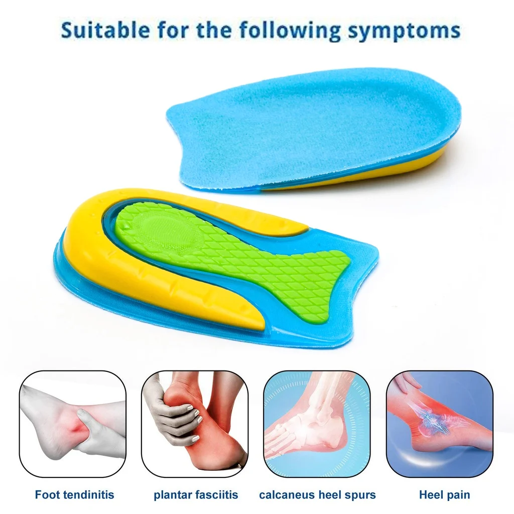 Silicone Heel Pad Unisex Sports Shock-absorbing Insoles Half Size U-shaped Shoes Pads Foot Pain Relief Plantar Fasciitis Insole