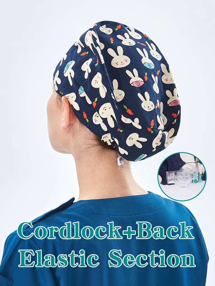 Japanes Thick Cotton Scrub Caps Surgical Medical Bouffant Hat Cordlock Chef Pediatric Veterinary Healthcare Nursing Cap K757