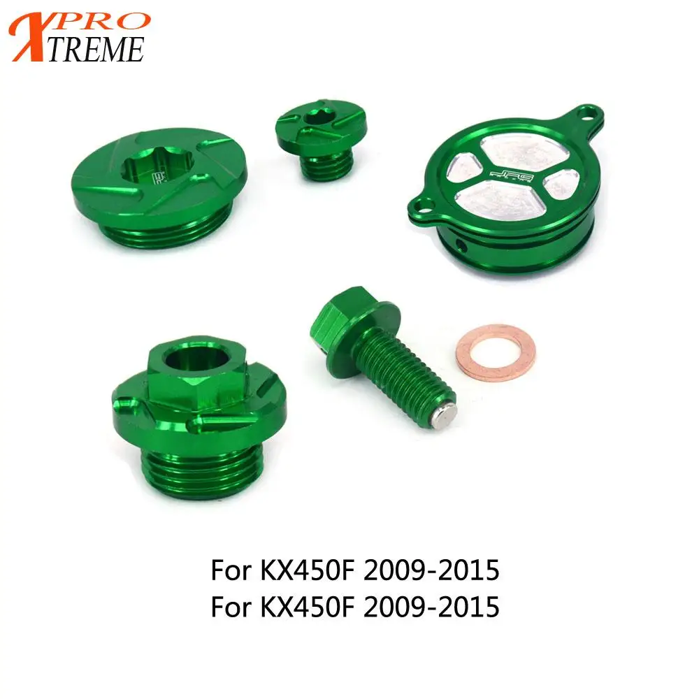 Motorcycle CNC Drain Bolt Oil Filter Plugs And Cover For KAWASAKI KX450F 2009-2015 KLX450R 2008 2009 2010 2011 2012 2013