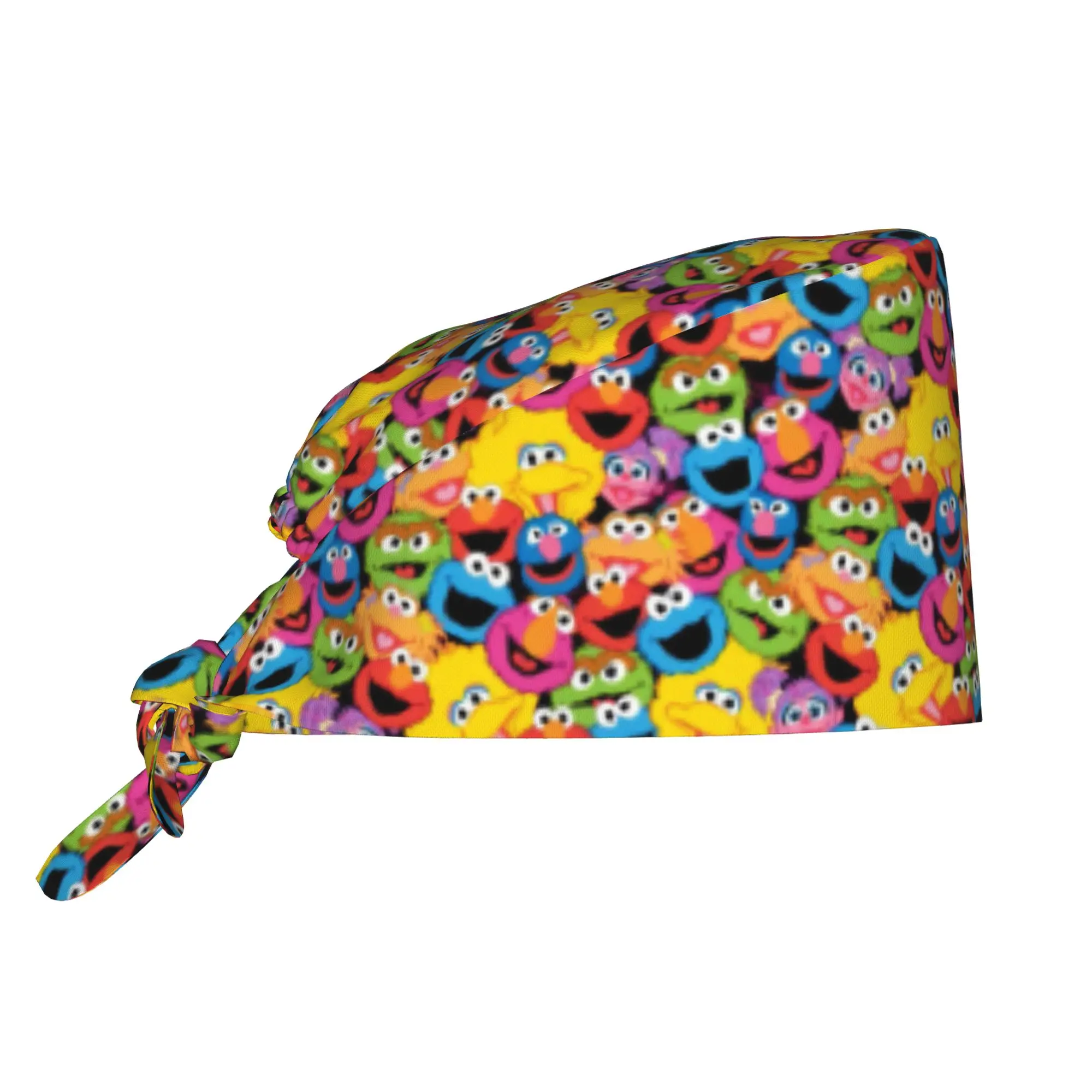 Custom Cookie Monster Anime Working Cap Surgical Hats Women Men Elmo Cartoon Operating Room Cap Nursing Cap Lab Works Hat