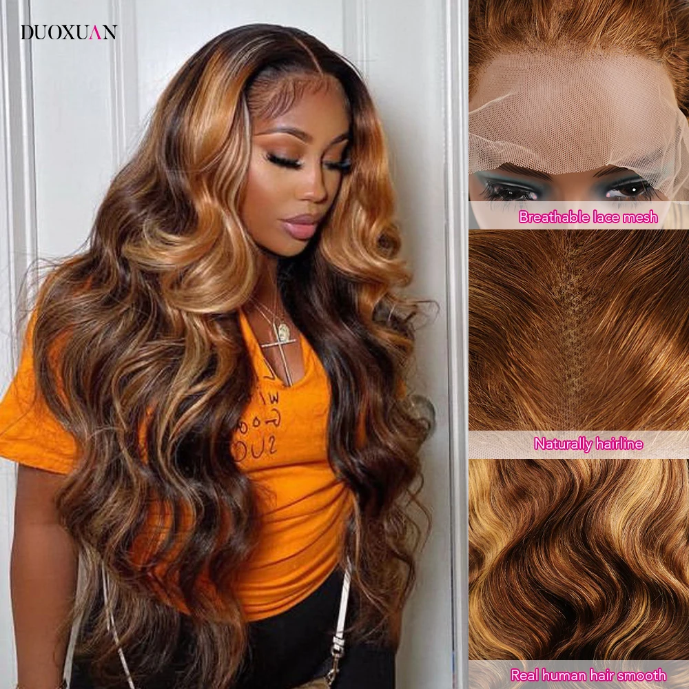 30 32 Inch 4/27 Highlight Wig 100% Human Hair 13x6 Hd Lace Frontal Wig 13x6 Honey Blonde Body Wave Lace Front Wigs For Women