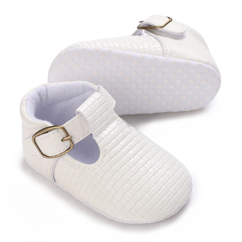 Wtite Baby Princess Shoes Infant Bow Garden Shoes Versatile Non-Slip Rubber Soft Sole Flat PU First Walker Newborn Manor Style