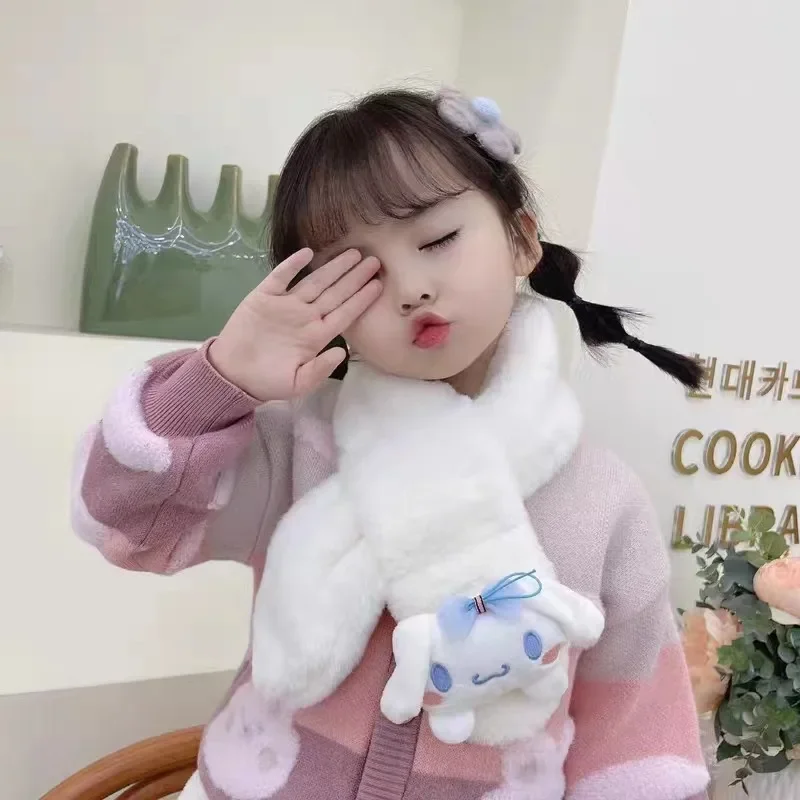 

Sanrio Cinnamoroll Autumn and Winter Children's Scarf Plush Thick Imitation Rabbit Hair Baby Neck Cartoon Kuromi Warm Scarf