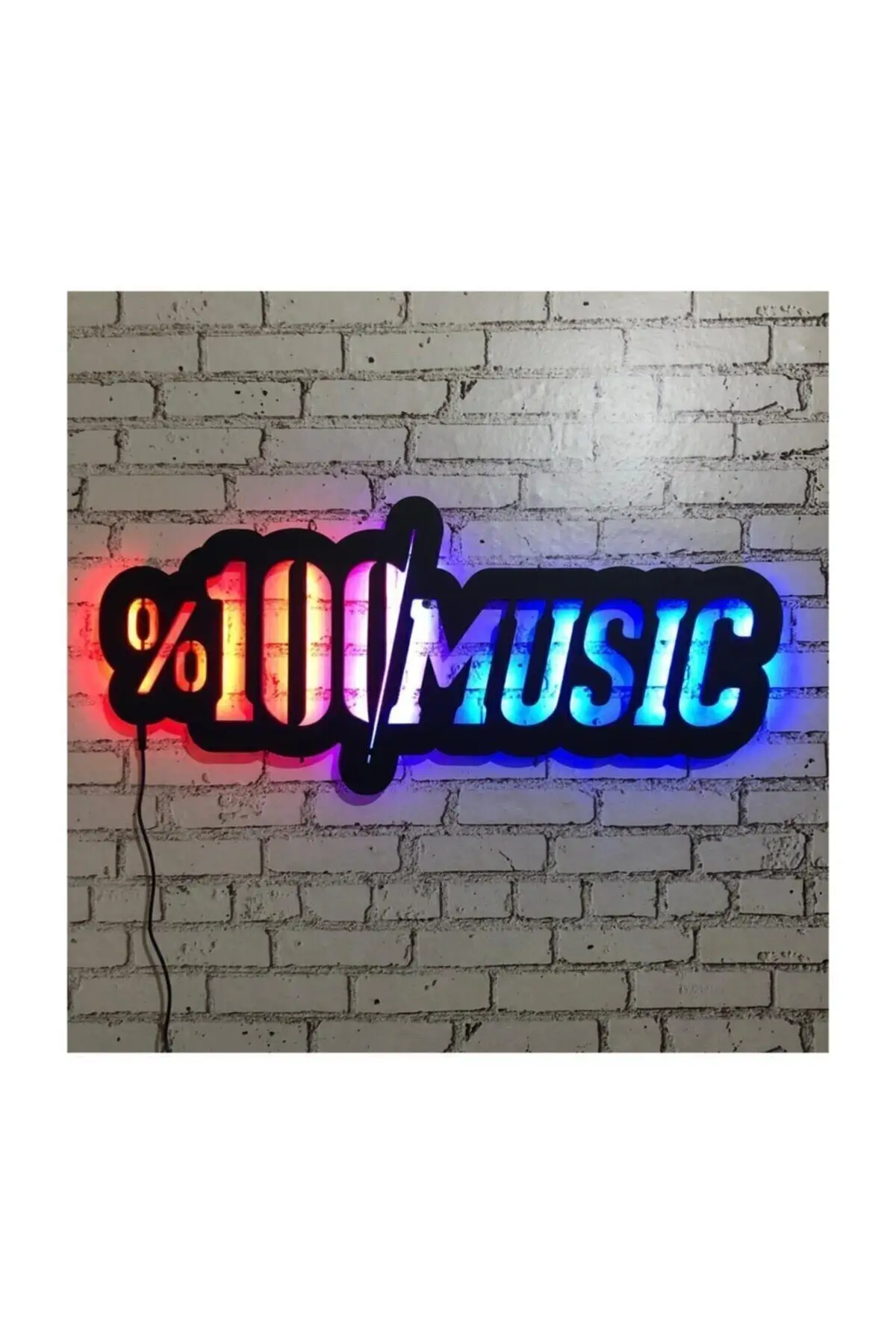 100% Music V.2 Wooden Wall Decoration With Led Light