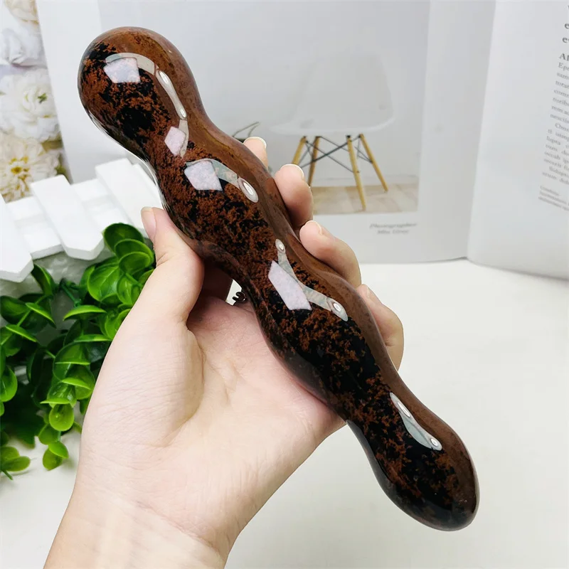 Large Size Natural Red Obsidian Crystal Massage Penis Wand Gemstone Yoni for Women Health Smooth Polished Gifts 20cm