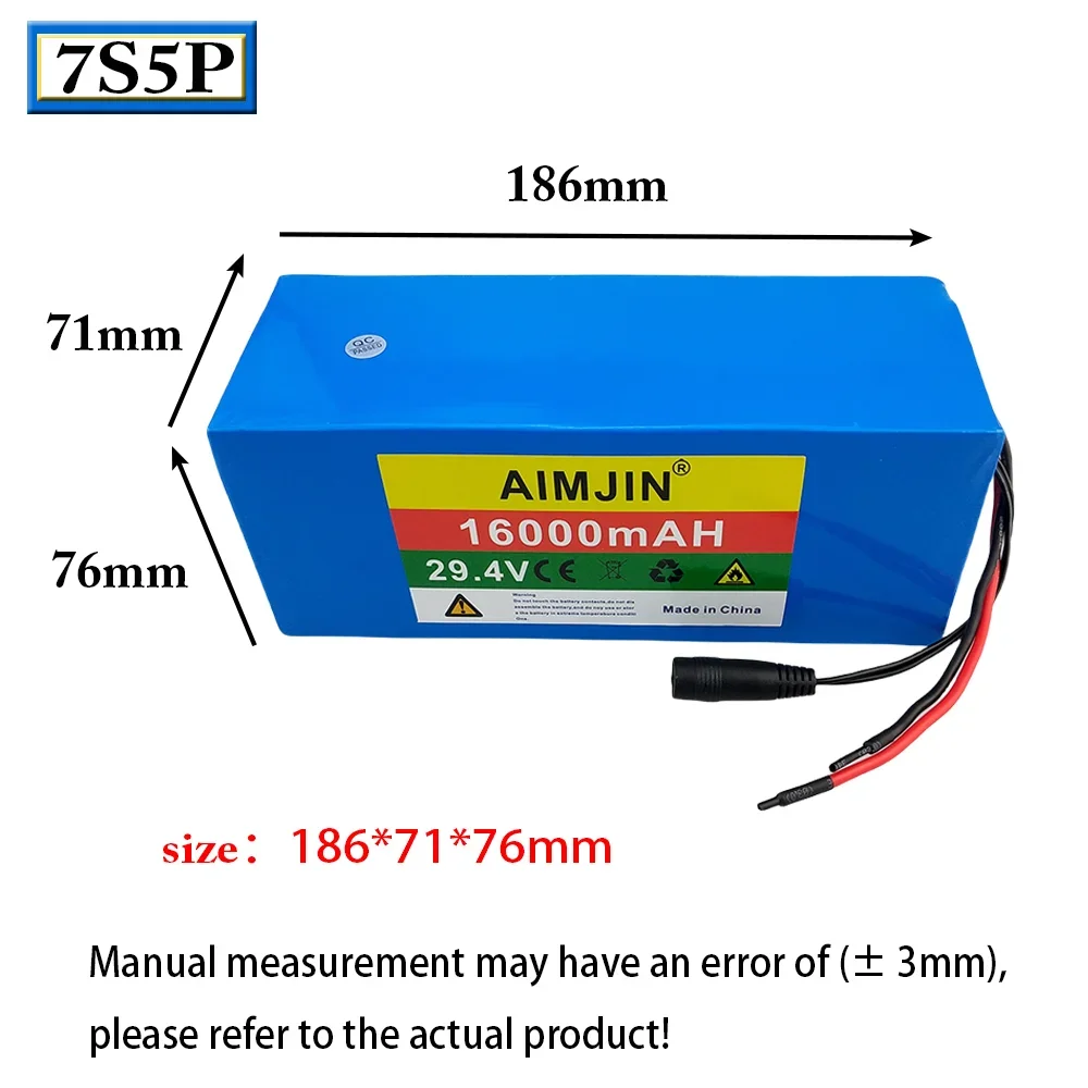 High quality 7S5P 29.4V 16Ah  500W  18650 lithium battery, suitable for lithium-ion batteries in wheelchairs and bicycles