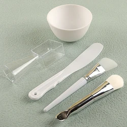 5Pcs White Silicone Face Mask Mixing Set For Mask Mixing Bowl Girls Facial Skin Care Tools Women Beauty Salon Cosmetic Supplies