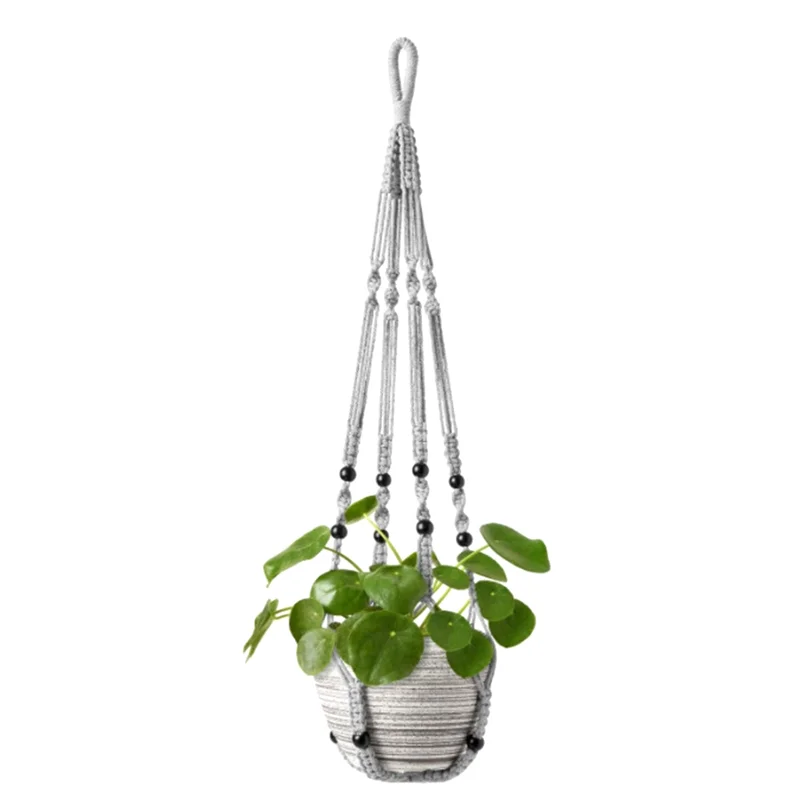 ABBN-percha para plantas de macramé hecha a mano, cesta para macetas colgante para interiores, maceta de cuerda de algodón tejida, soporte para plantas de ganchillo